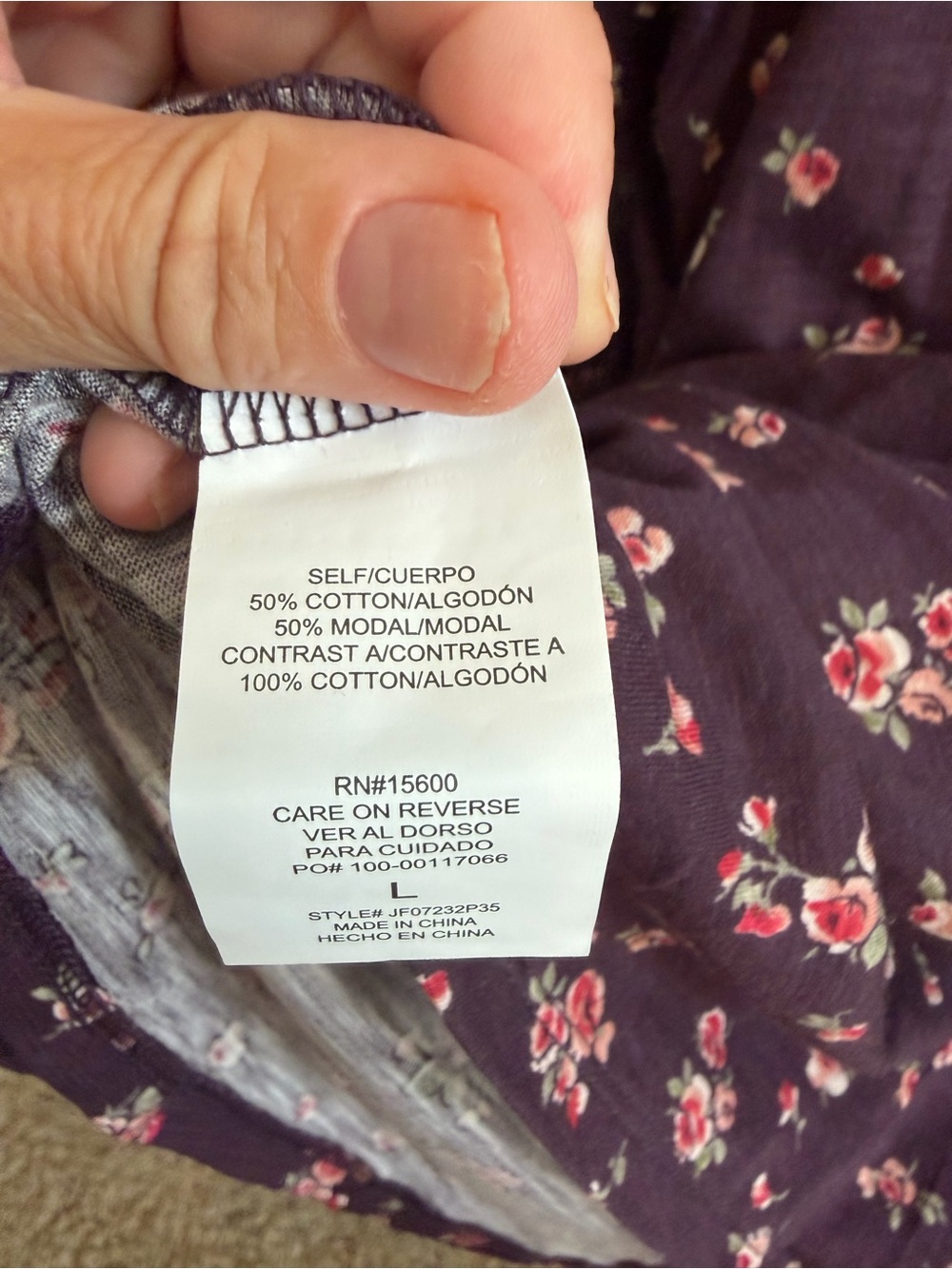 Mason & Belle Women’s Blouse Size L Purple Floral Smocked Boho Long Sleeve Top - Picture 4 of 5